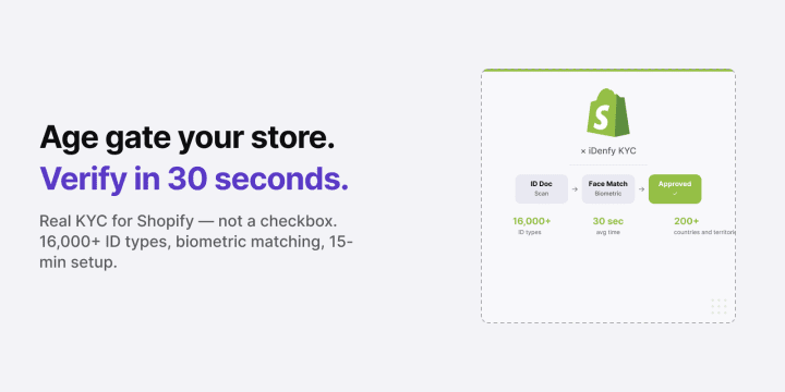 Shopify identity verification with iDenfy KYC plugin