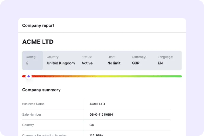 Know Your Business credit bureau report example