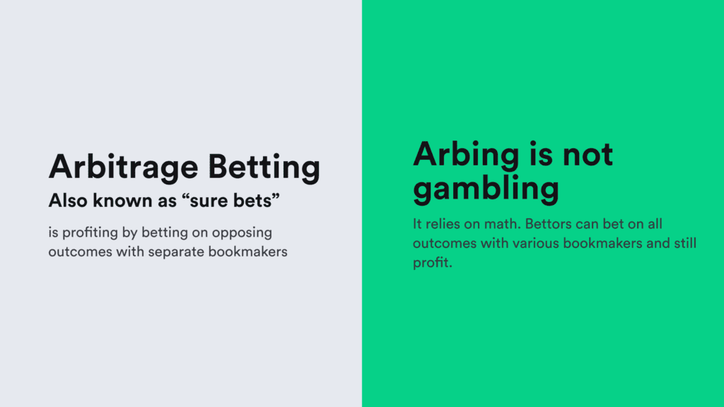 Illustration showing the key facts about arbitrage betting and how it differs from standard gambling practices.