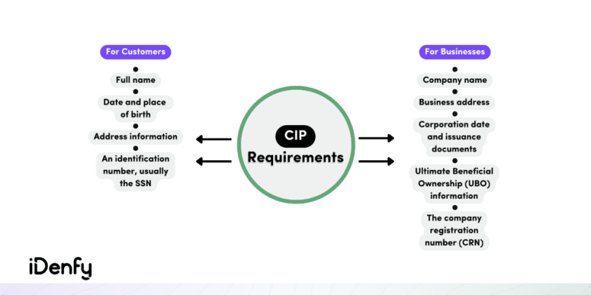 Infographic on the CIP requirements for customers and businesses.