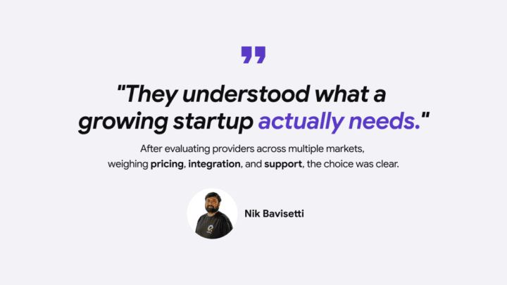 QwikPay testimonial quote from Nik Bavisetti on choosing iDenfy.