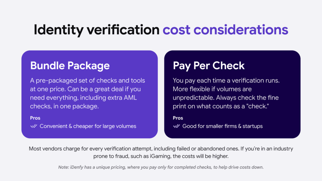 Infographic listing the differences between bundle packages and pay-per-check.