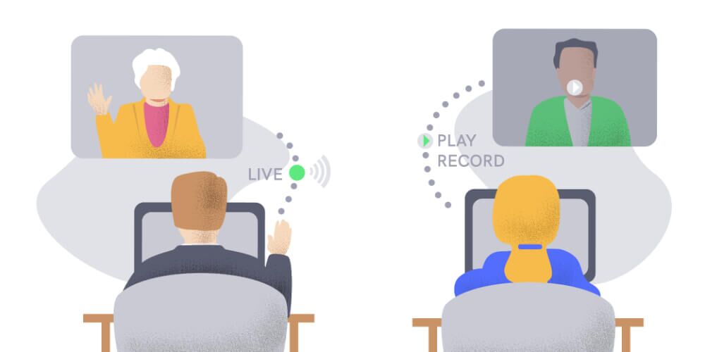 Two people doing video identifications. One through a live call, the other timely deferred recording.