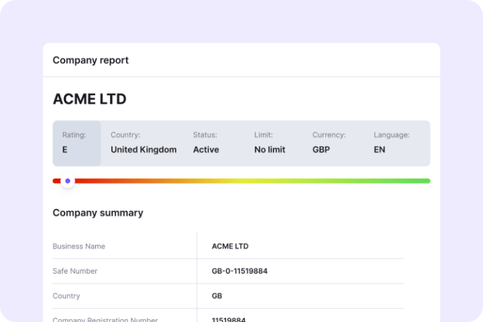 Know Your Business credit bureau report example