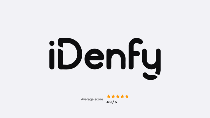 Logo of iDenfy with the score of 4.9 out of 5.