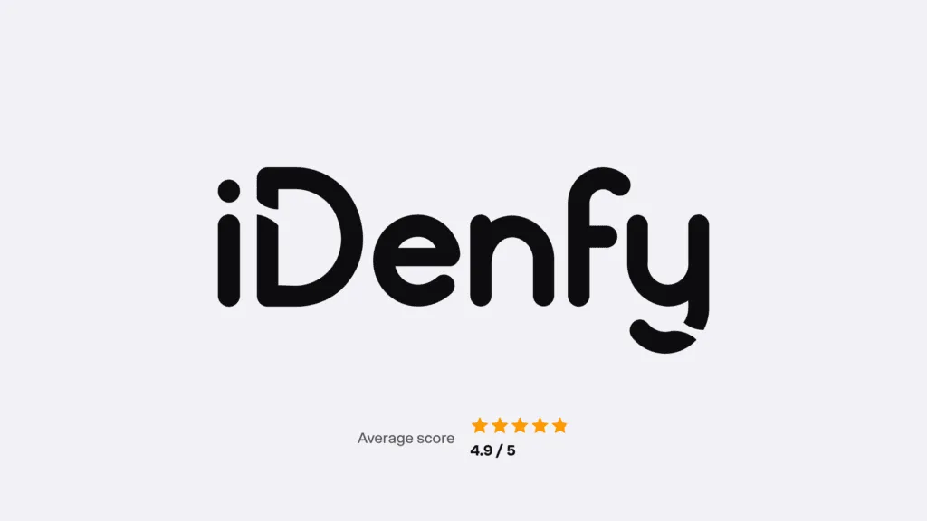 Logo of iDenfy with the score of 4.9 out of 5.