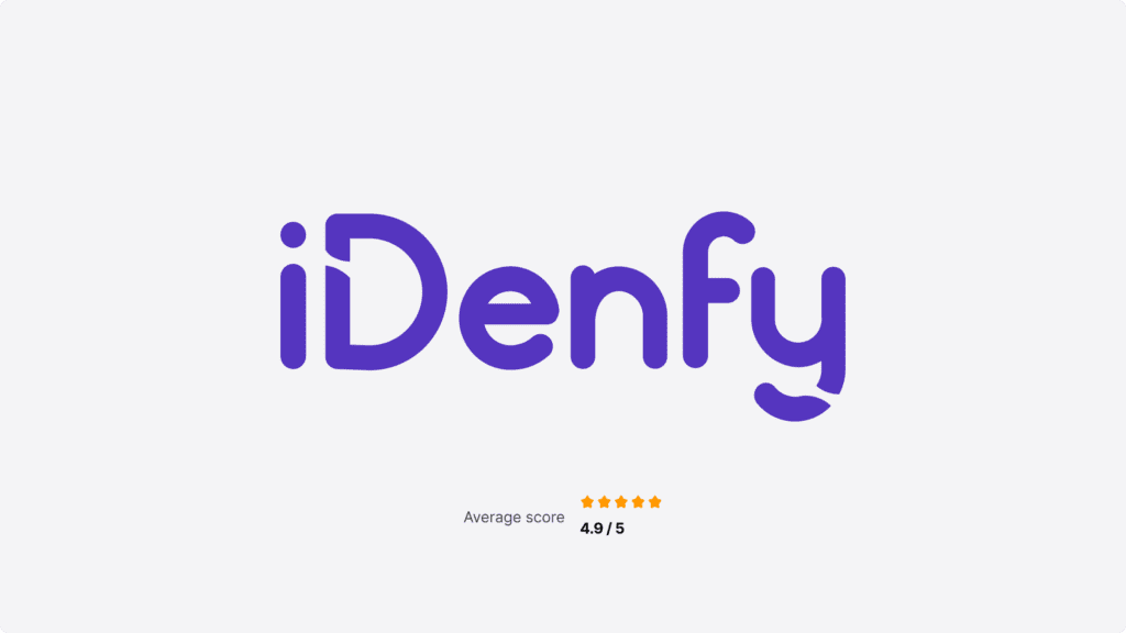 iDenfy logo with the ranking of 4.9 out of 5 stars.