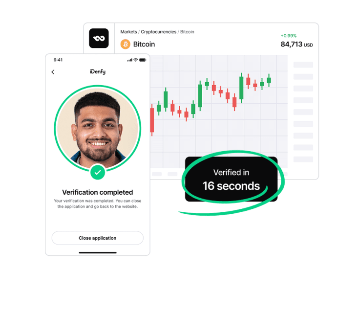 A collection of illustrations surrounding identity verification for crypto, blockchain & NFT compliance.