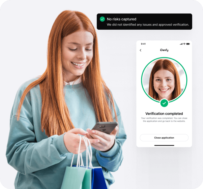 A completed ID verification with no risks captured.