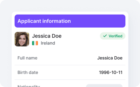 Applicant information example.