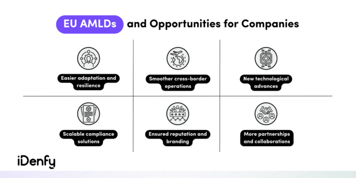 Infographic listing EU AMLDs and opportunities for companies.