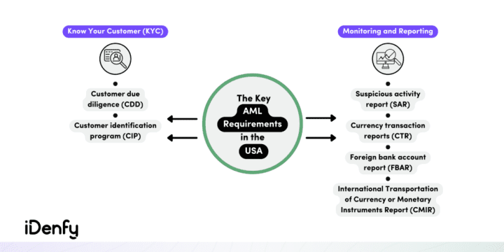 Infographic on the key AML requirements in the US.