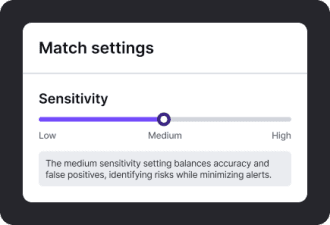 Match settings with low, medium and high sensitivity options