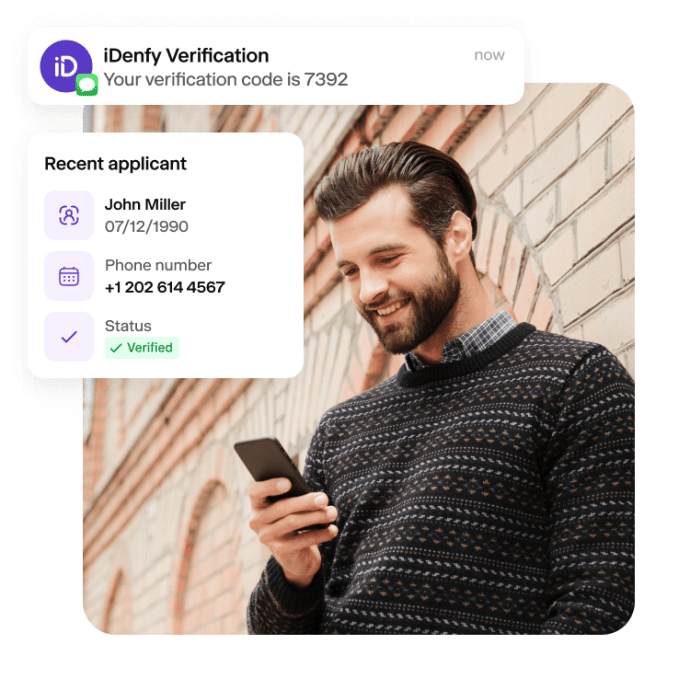 A person completing SMS verification