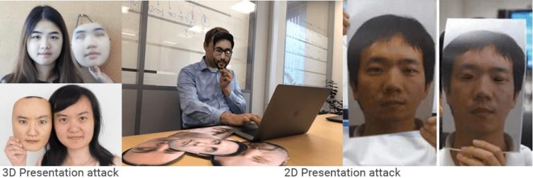 People attempting face spoofing with 2d and 3d printed masks