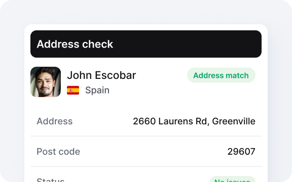 Example of a address check with a match.