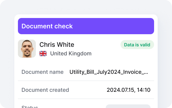 Example of a utility bill check where data has been validated.