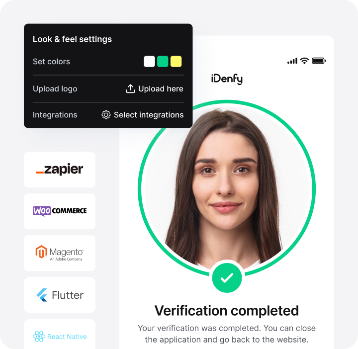 Illustration showcasing the different integrations and customizable looks of the mobile SDK.