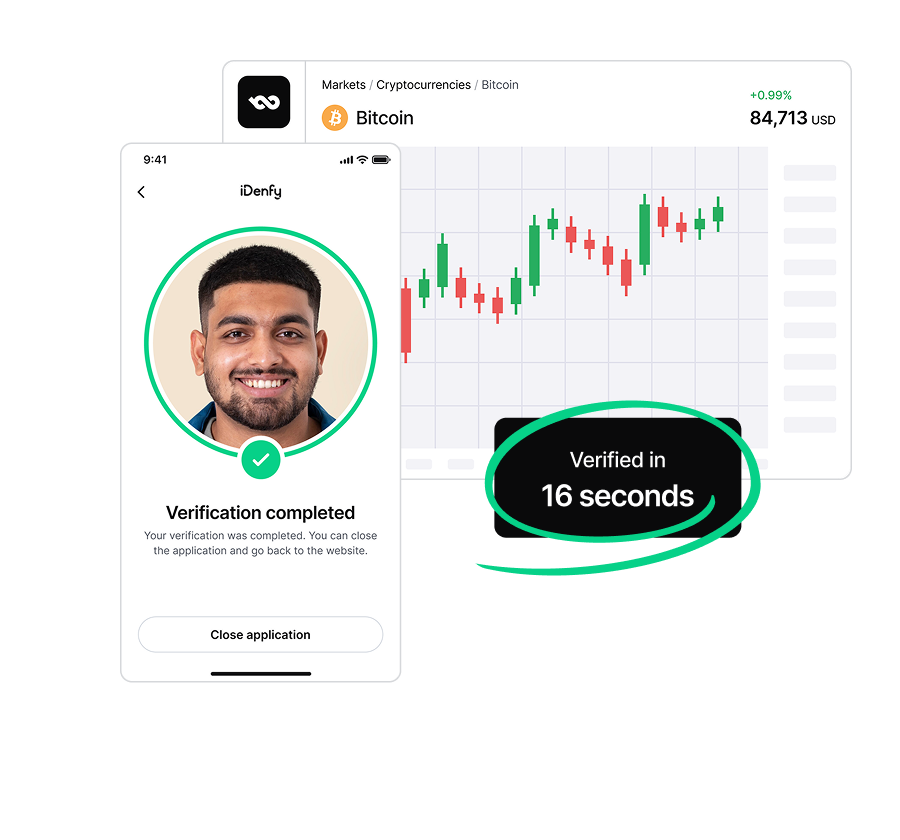 A collection of illustrations surrounding identity verification for crypto, blockchain & NFT compliance.