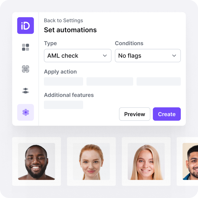 Example of automation settings with types, conditions, and additional features.