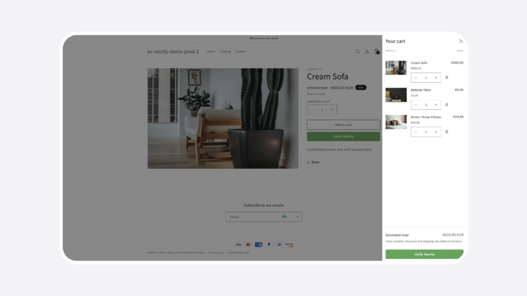 Example of how the ID verification prompt appears before checkout.