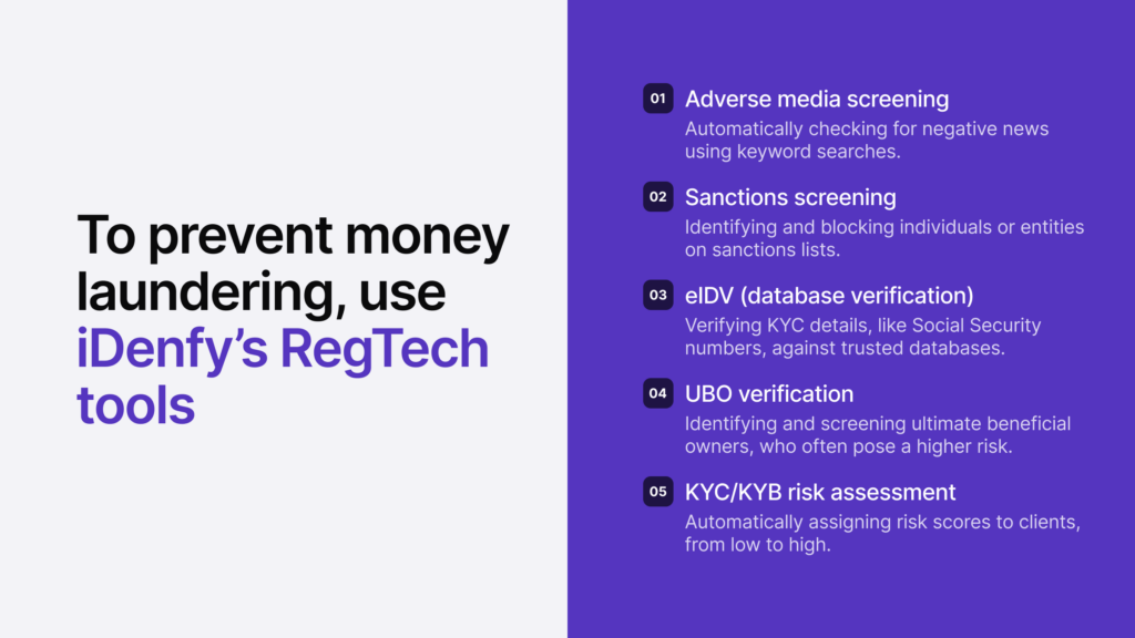 Infographic listing some of the iDenfy's tools.