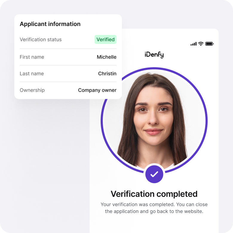 An illustration displaying the results of a company owner's verification.