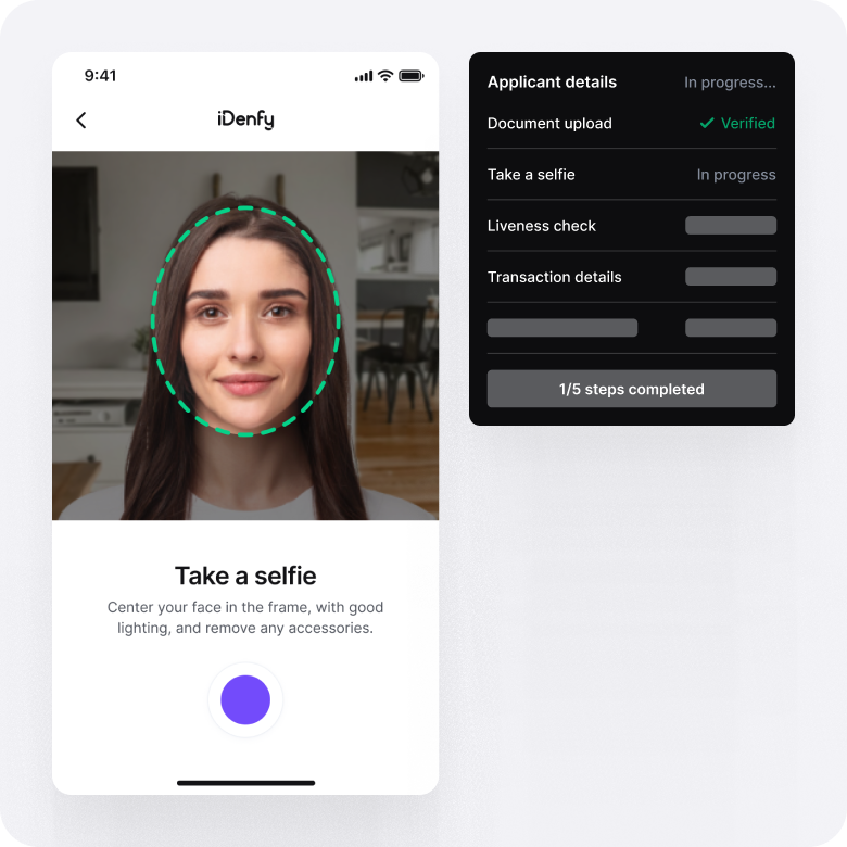 Example of a person going through an identity verification flow.
