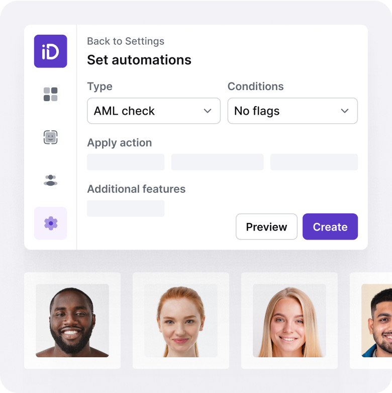 A screenshot of iDenfy's dashboard with automation settings.
