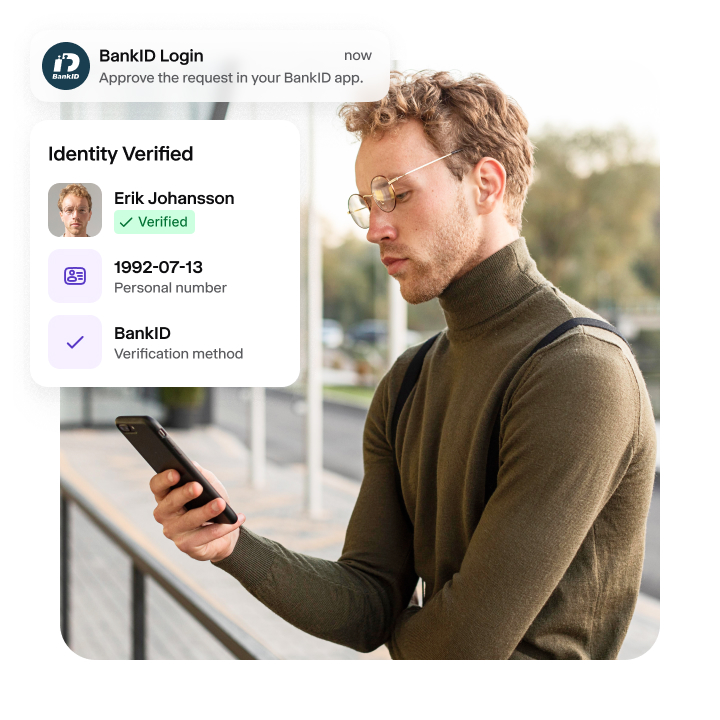 A person going through a BankID verification.