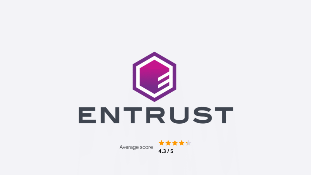 Logo of Entrust with the score of 4.3 out of 5. 