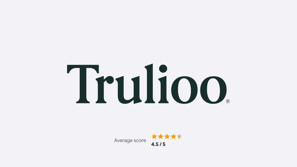 Logo of Trulioo with the score of 4.5 out of 5. 