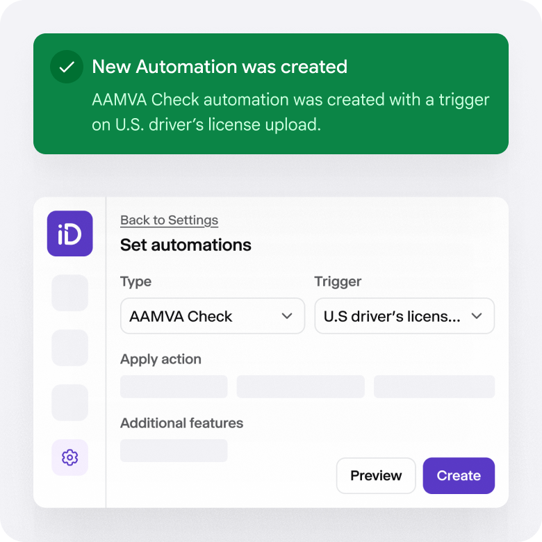 Example of automation settings with a notification that a new automation was created.