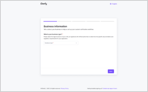 Example of a questionnaire for the setup of the custom verification flow.