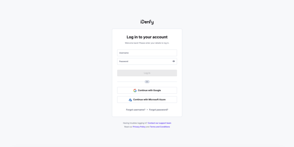 Login page